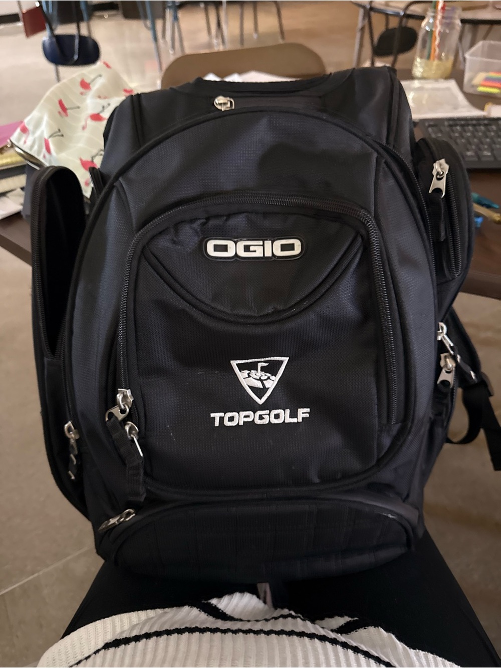 OGIO Topgolf Black Backpack with Multiple Pockets
